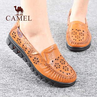 camel骆驼女鞋夏季网眼，真孔透气柔软牛皮，舒适休闲凉妈妈鞋子