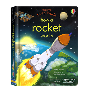 Usborne出品 偷偷看里面系列 火箭如何运作 英文原版绘本 Peep Inside How A Rocket Works 儿童启蒙纸板机关翻翻书 Lara Bryan