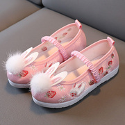 老北京儿童布鞋女童绣花鞋中国风儿童古装鞋子宝宝兔子古风汉服鞋