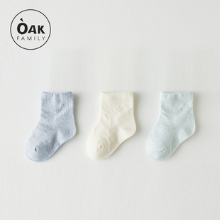 Oak Family防蚊短袜婴儿夏季纯棉薄款6一12月男女宝宝袜子 3双装