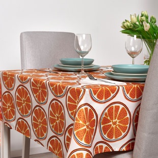 宜家家居国内托浮利桌布，餐桌布艺装饰橘子图案灰白橙色