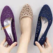 韩版塑胶凉鞋女外穿2023浅口中低跟防滑单鞋，透气休闲pvc凉鞋