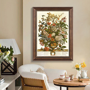 威廉莫里斯幸福树美式玄关装饰画餐厅花卉壁画欧式挂画复古仿油画