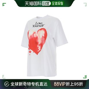 香港直邮Msgm女士T恤白色爱心印花图案3241MDM168-227298-01