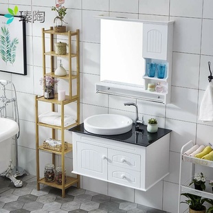 上柜台盆盆pvc洗脸盆洗漱简约60cm小户型浴室洗手组合镜柜台现代