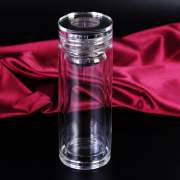 双层带盖玻璃杯便携小透明男女士杯子，加厚耐热大容量泡茶水杯定制