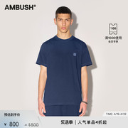 AMBUSH男士海军蓝色棉质宽松LOGO标识圆领短袖T恤