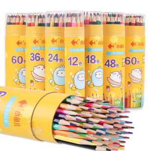 小鱼儿儿童彩色铅笔24色36色油性，小学生画画美术绘画专用彩铅笔