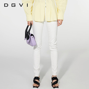DGVI2023夏外穿薄款中腰紧身白色牛仔裤女显瘦小脚休闲铅笔裤