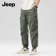 jeep吉普工装裤子男士夏季冰丝薄款宽松束脚运动复古百搭休闲长裤
