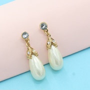 日本水滴棉花珍珠时尚耳环银针防敏可调节螺丝无痛耳夹不褪色耳环