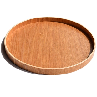木色圆形木盘子水杯托盘家用木质茶盘菜盘果盘精致餐盘欧式