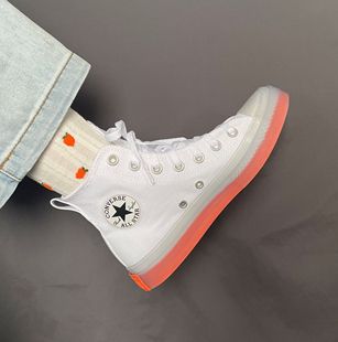 converse匡威allstar白橙cx果冻，底透明高帮，帆布鞋女板鞋男167807c