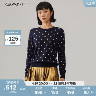 GANT甘特春夏女士复古气质优雅波点针织衫毛衣4805150