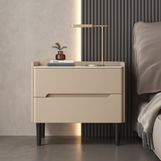 实木床头柜现代简约轻奢高级感床头柜子皮质岩板家用卧室床边柜