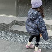 女童棉服冬装2024洋气韩版童装儿童加厚保暖碎花宝宝棉衣外套