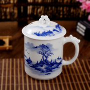 景德镇手绘青花茶杯带盖带过滤陶瓷龙水杯家用泡茶中国风杯