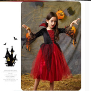 幼儿园万圣节女童吸血鬼，cos服装恶魔服装小女孩公主，派对装扮演出