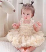 女宝宝1周岁礼服公主蓬蓬蛋糕裙吊带连衣裙抓周软纱裙2小女孩洋气