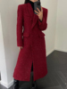 长款红色呢子大衣2023冬装，女羽绒内胆，加厚气质收腰显瘦外套