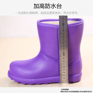 2021加绒加厚软底中筒保暖防水雨靴轻便一体式雪地靴工作鞋