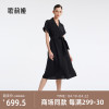 歌莉娅黑色连衣裙式，风衣女装夏季设计感三醋酸长款外套1b4l6l100