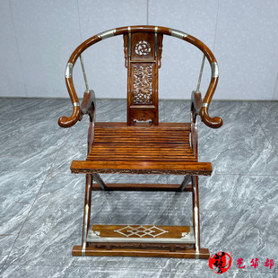 红木家具越南黄花梨圈椅，交椅中式古典实木太师椅，仿古折叠椅靠背椅