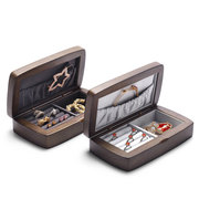 超纤珠宝展示盒实木，首饰盒戒指耳环手镯收纳盒，轻奢复古文玩盒子