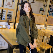 微胖mm2-300斤女韩版军绿色工装，外套休闲风百搭风衣，夹克上衣秋季