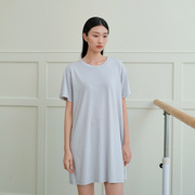 法国设计师CanaryKiss睡裙女夏季棉质中长款烫钻简约圆领宽松家居
