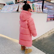 儿童羽绒棉服中长款加厚保暖2023新冬季(新冬季)童装，女童棉服棉衣外套上衣