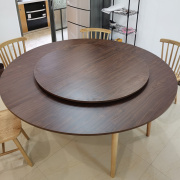 折叠餐桌配木制转盘对折圆桌面面板，大饭桌不锈钢塑料轨道组合套装