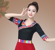 藏族舞蹈服装广场舞演出舞蹈服上衣跳舞表演藏服打底衫上衣
