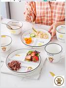 分割式套餐个性分类三格餐盘儿童，早餐盘大人分装8寸耐热分格碗