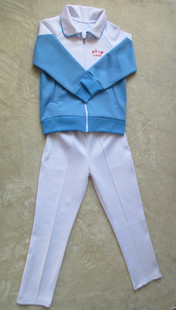 北京小学长阳分校白拼宝蓝色，外套上衣白色，纯色长裤同款校服套装