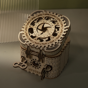 若态diy手工拼装木制机械模型密码盒3d立体拼图玩具生日礼物女孩
