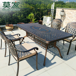 户外铸铝桌椅阳台组合套装，欧式别墅室外庭院花园，铁艺桌椅休闲