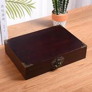 实木带锁木箱复古长方形整理储物箱收纳盒大号密码木箱子木质盒子