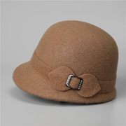 咖色帽子女冬帽羊毛呢子礼帽时尚洋气秋天时髦中年妈妈小沿渔夫帽