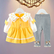 童装女童洋气套装0-2岁春秋，小孩宝宝连衣裙，两件套6个月婴儿公主裙