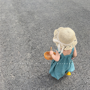 儿童帽子夏季薄款女童渔夫帽婴儿遮阳帽防晒草帽海边沙滩度假宝宝