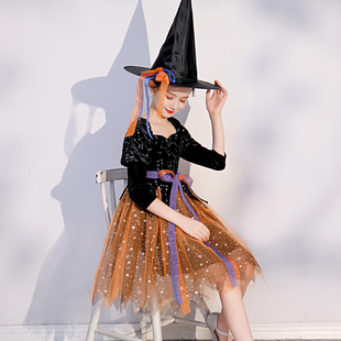 万圣节儿童服装女童公主，裙角色装扮演cosplay女巫婆舞会演出衣服