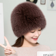 韩版狐狸毛帽子女冬天皮草帽东北户外出行保暖护耳包头时尚贝雷帽