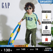 Gap男幼童2024夏季纯棉恐龙logo撞色短袖T恤儿童装上衣890232