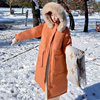羽绒服女2023年工装派克白鸭绒(白鸭绒，)大毛领中长款洋气外套反季