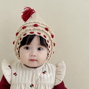 ins婴幼儿超萌森系秋冬护耳帽婴儿童针织帽子宝宝冬季保暖毛线帽
