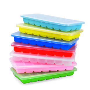 21格带盖食品级硅胶冰格模具儿童辅食冰块带防尘盖制冰盒