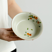 拓土纯手绘柿子壶承家用创意盖碗茶壶托陶瓷养壶垫功夫茶具茶果盘