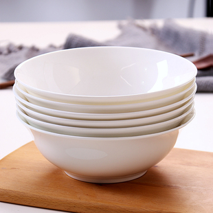 6个装陶瓷吃面碗大碗汤碗纯白骨瓷餐具碗套装家用中式大号泡面碗
