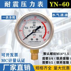 。YN60耐震压力表1.6MPa2.5MPa抗震充油压水压气压液压真空负